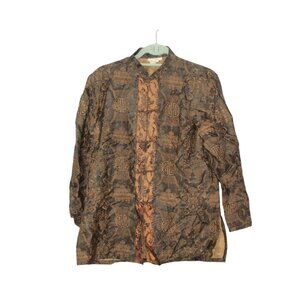 Grace Chuang Silk Kimono Top Traditional Chinese Brown Size S Coquette Boho
